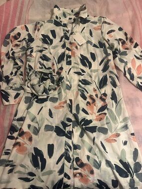 A New Day Long Sleeve Button Down Floral Shirt Dress